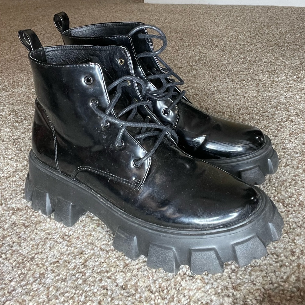 Black Princess Polly Combat Style Boots